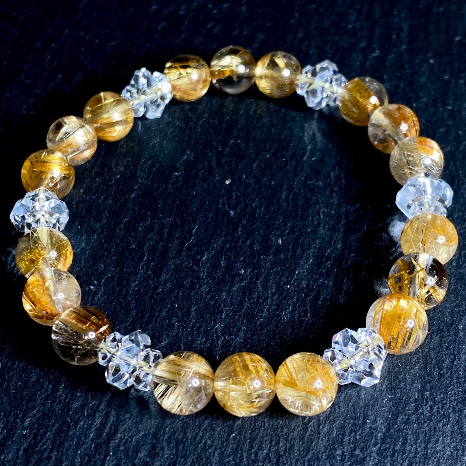 SAタイチンルチルクォーツ SA水晶 ブレスレット B1122-01