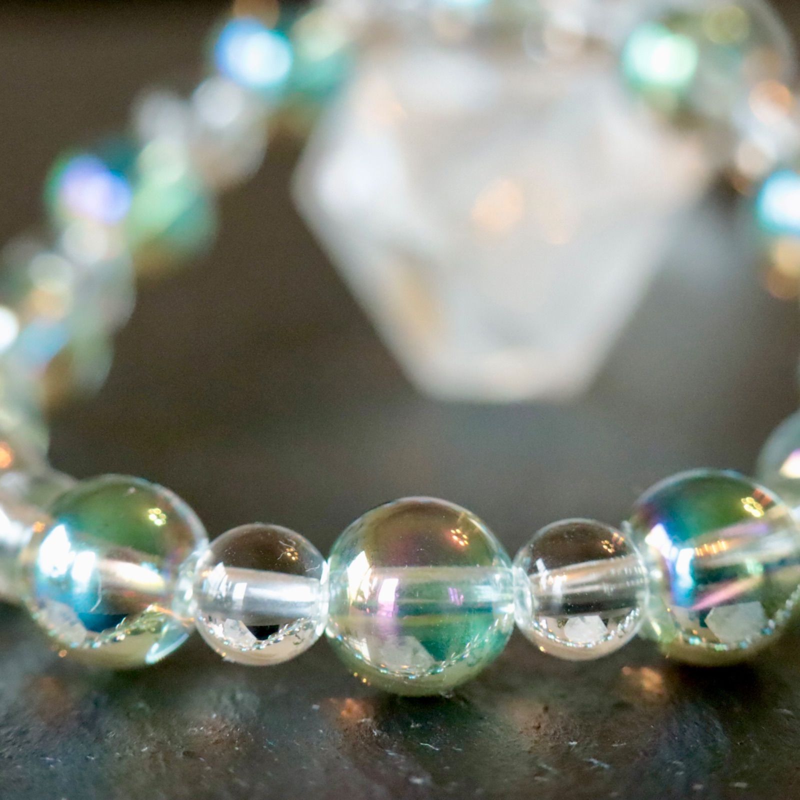 グリーンオーラ 水晶 光波動ブレスレット B0822-01 TALLINNNEXPO_COM