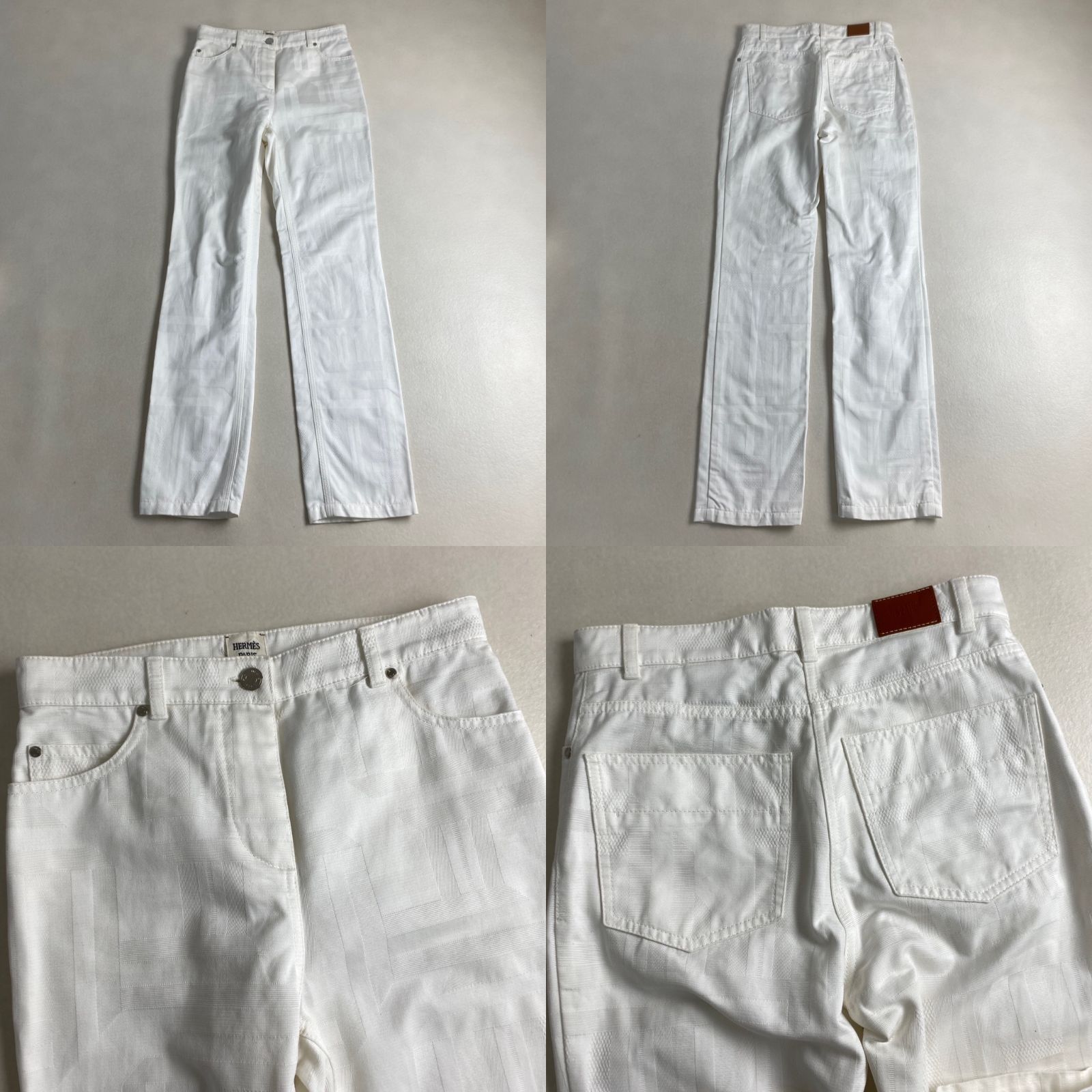 エルメス セットアップ HERMES H模様 クロップド セリエボタン 34 XS S相当 ホワイト