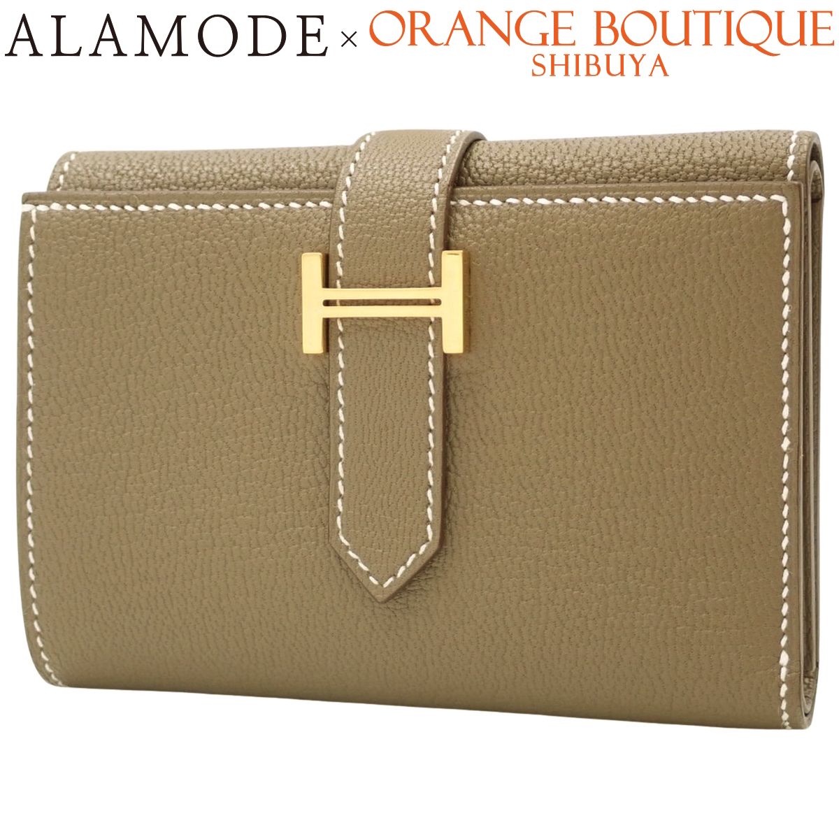 HERMES エルメス ベアンコンビネ エトープ エトゥープ グレージュ シェーブル ゴールド金具 B刻印 コンパクトウォレット 三つ折り 3つ折り ミニウォレット 小物 財布 レディース 40802163678 アラモード