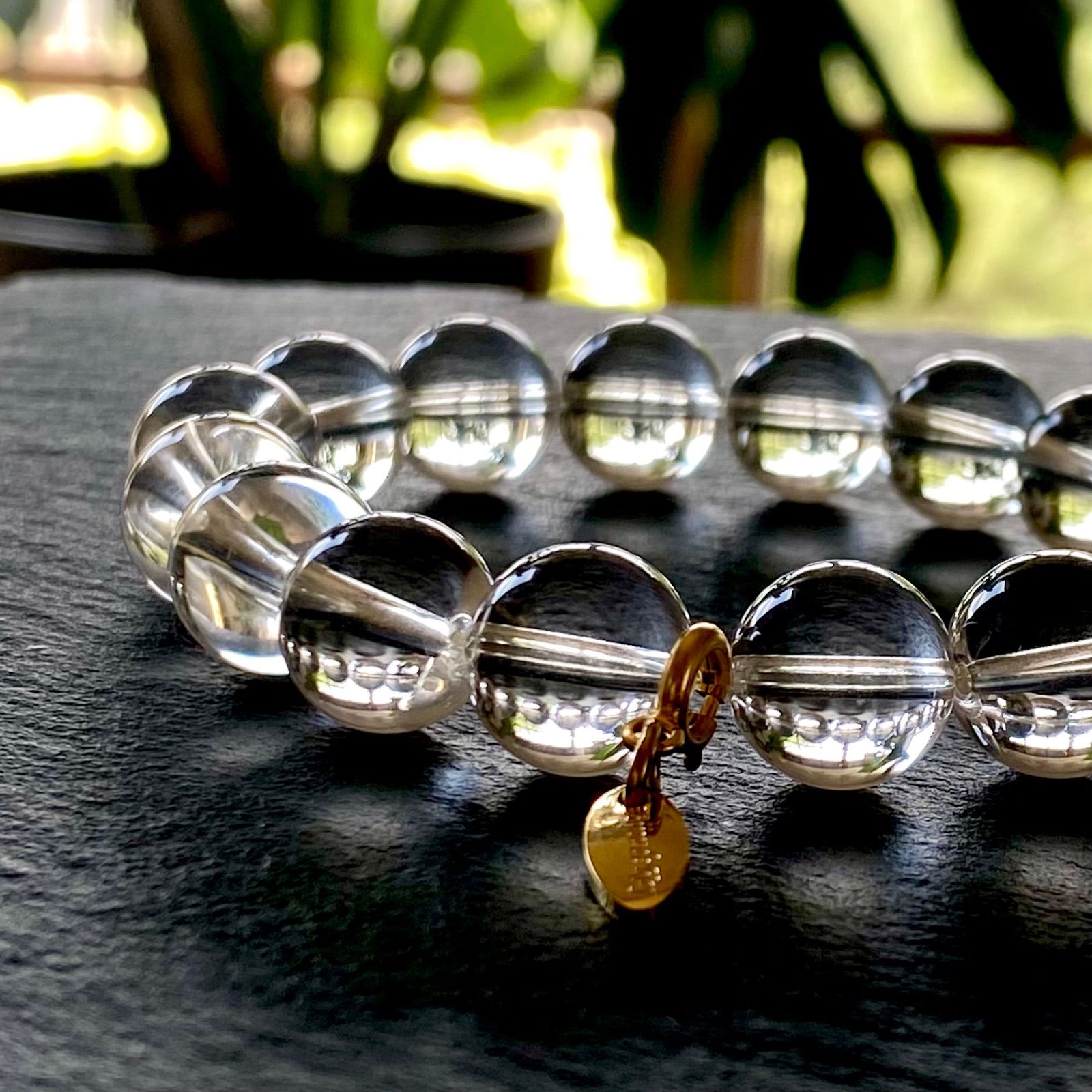 上最 SA 天然水晶 12ミリ玉 光波動 ブレスレット