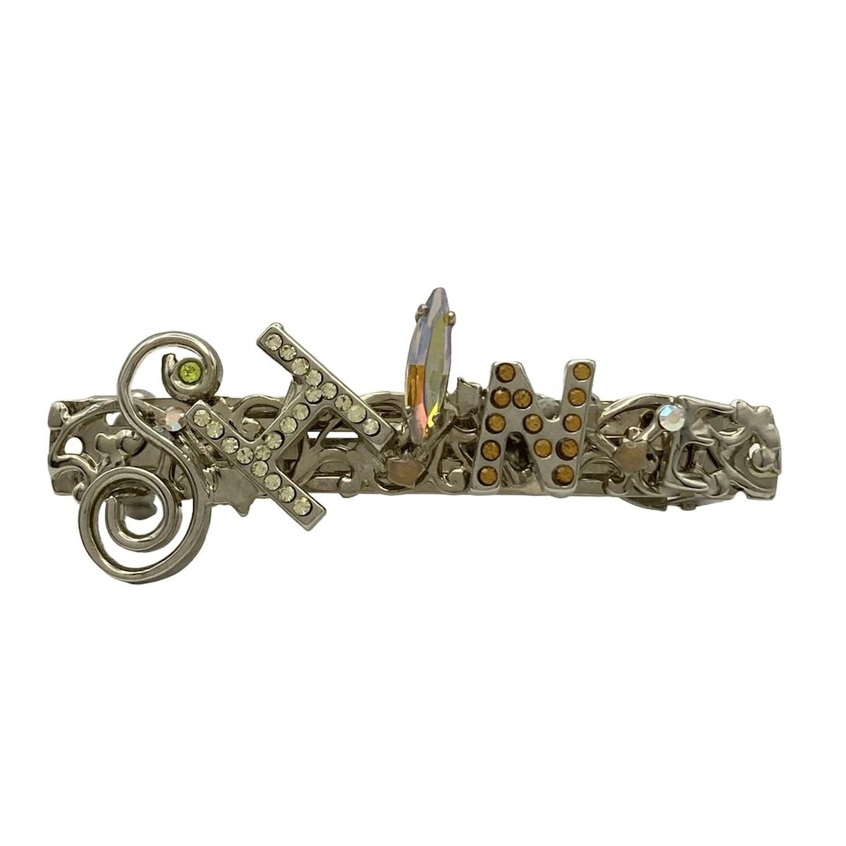 acca アッカ バレッタ - シルバー×オレンジ×マルチ ラインストーン ビジュー