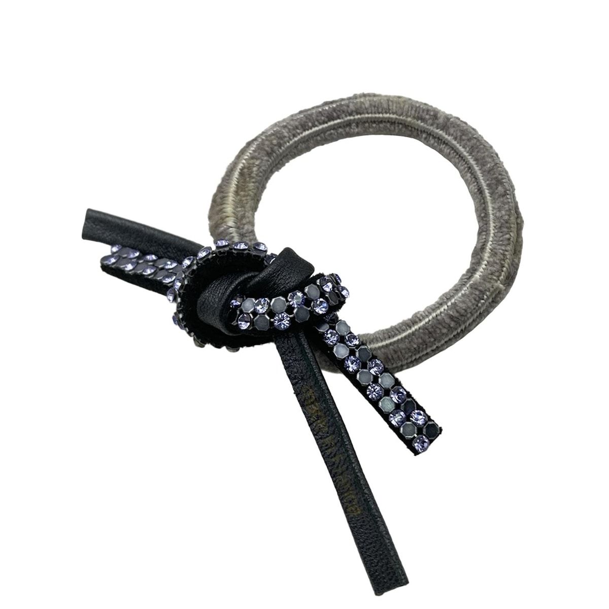 acca アッカ - レザー 黒×ライトパープル×マルチ ヘアゴム ラインストーン