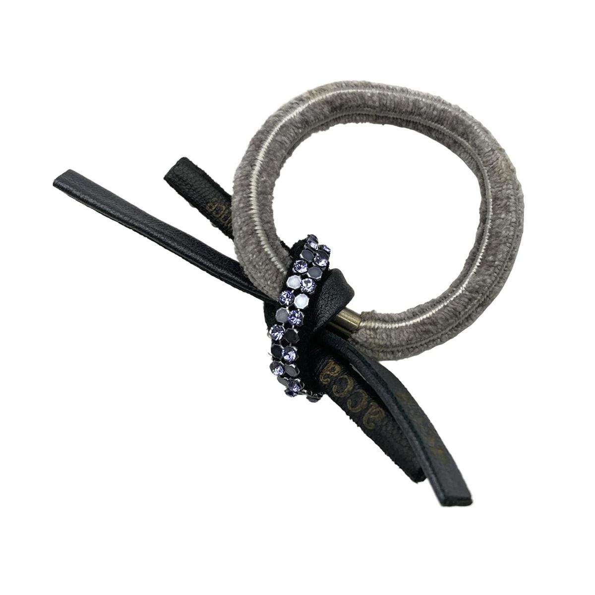 acca アッカ - レザー 黒×ライトパープル×マルチ ヘアゴム ラインストーン