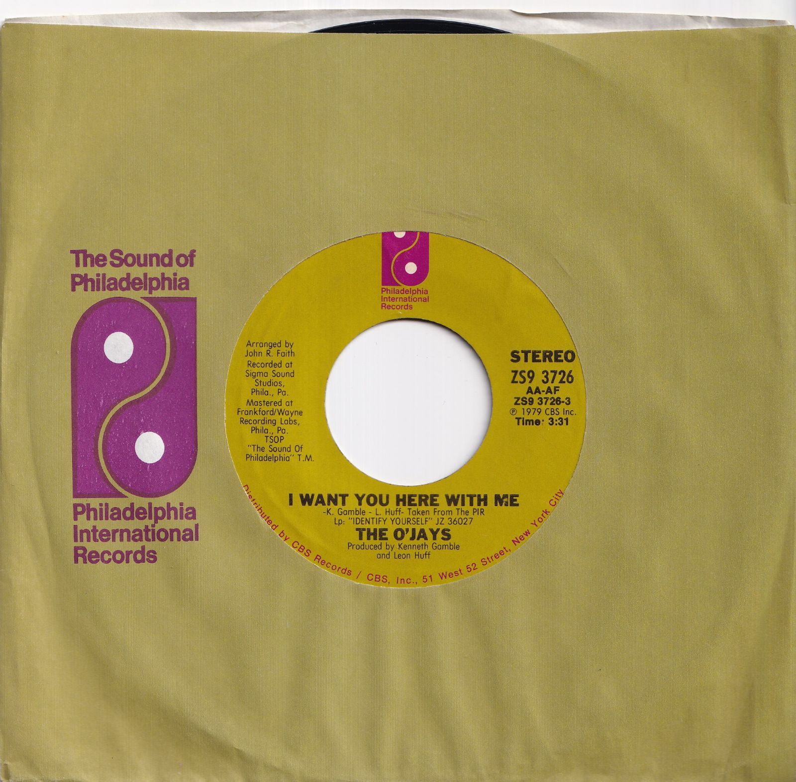 O'Jays I Want You Here With Me / Get On Out And Party Philadelphia