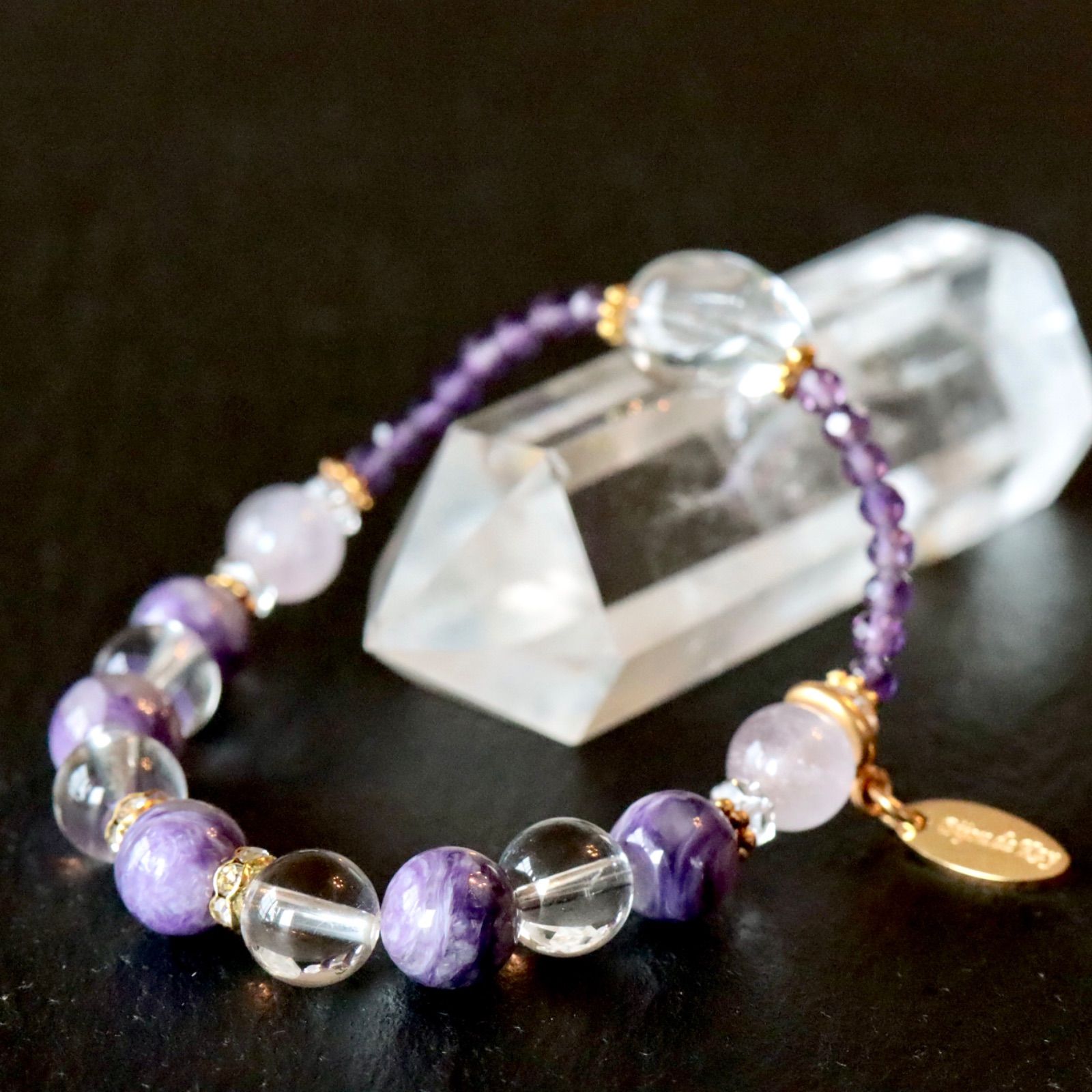 チャロアイト クンツァイト アメシスト ブレスレット B0722-02