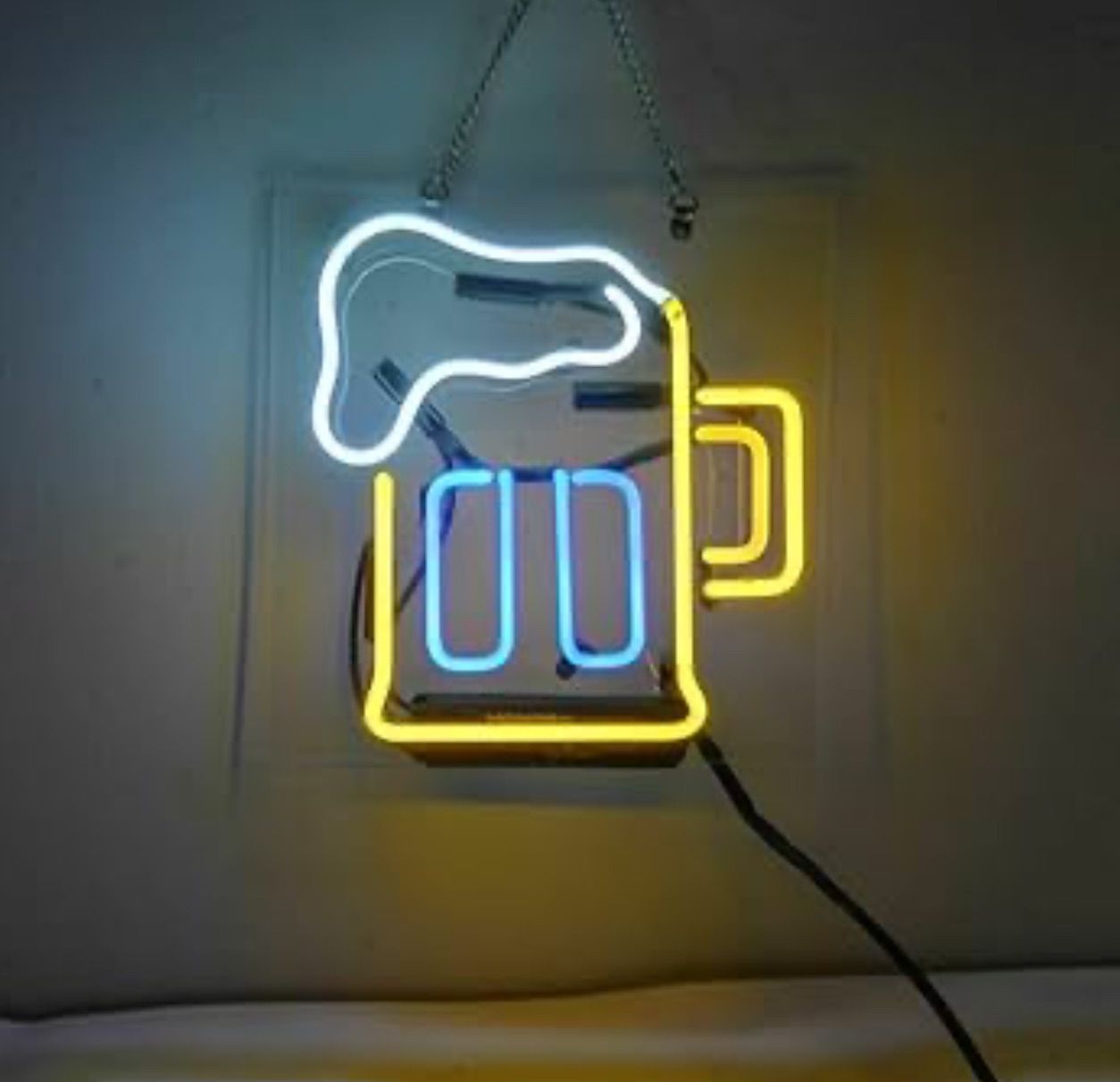 ネオン オーダーメイド ネオン看板 ビール イエロー ガラス製 インテリア 壁掛け装飾