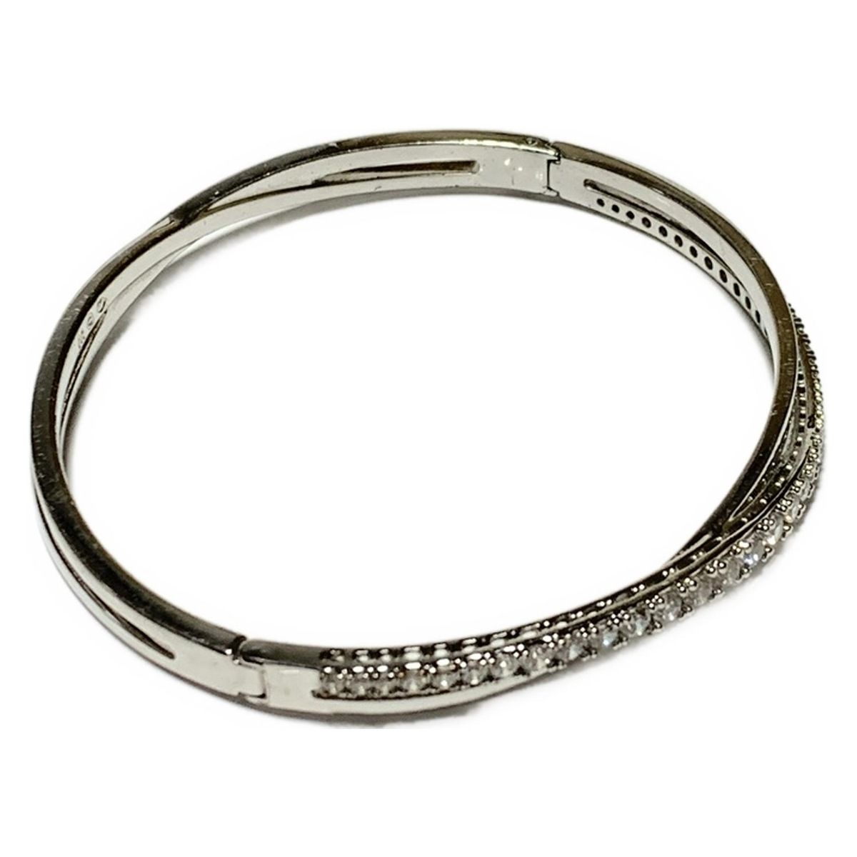 ローズ SWAROVSKI(スワロフスキー) バングル - シルバー×クリア サイズ：M