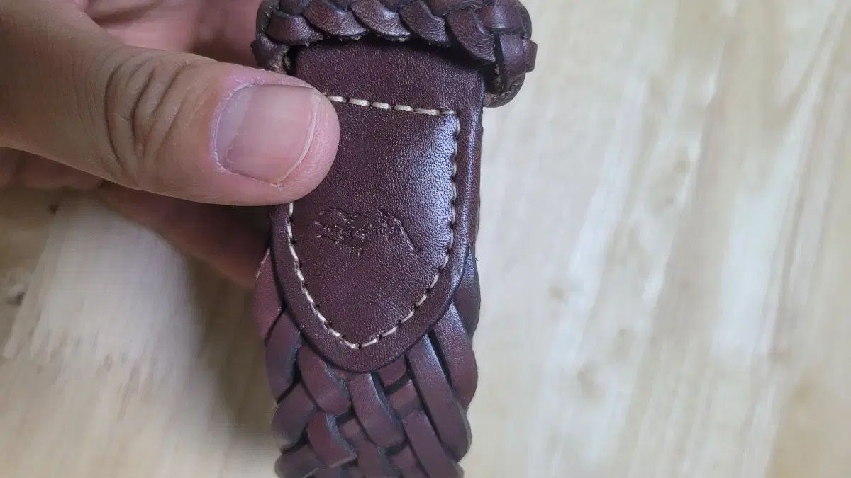 ポロ ラルフローレン ブラウン ケーブル編み ウィービングベルト 38