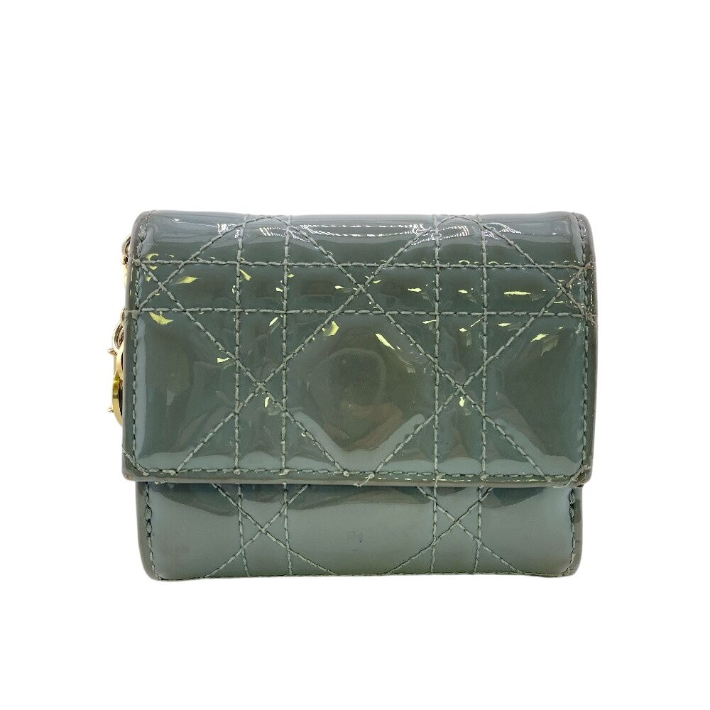 Diorディオール ロータスウォレット カナージュ 二つ折り財布 財布 ウォレット ブランド 小銭入れ 札 ブルー レディース