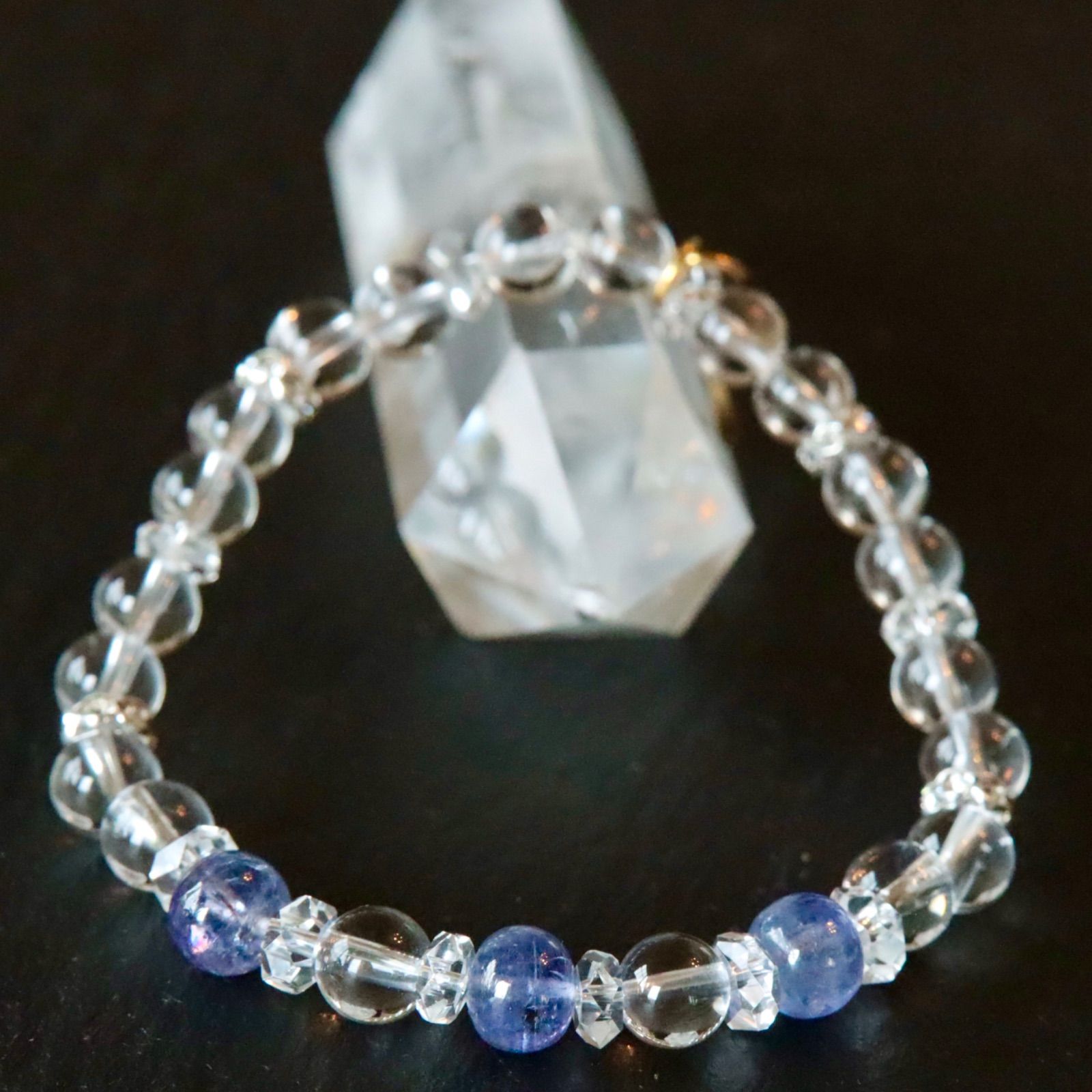 高品質タンザナイト 水晶 ブレスレット B0722-04