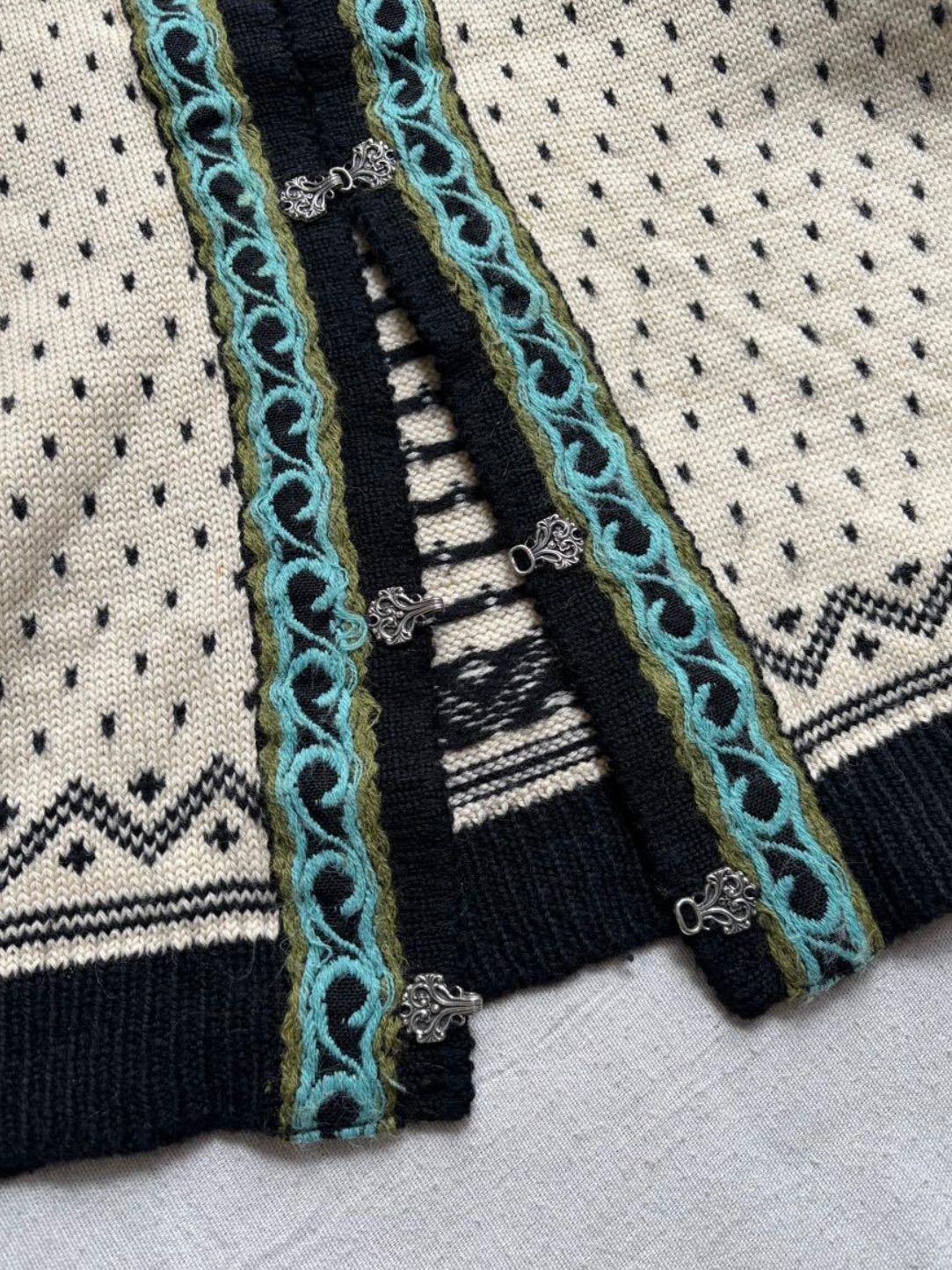 ノルウェー製 Vintage ノルディック ニット カーディガン / 45 ウール