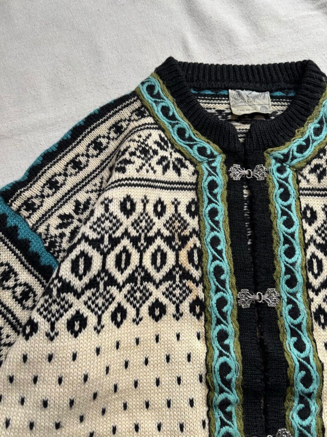ノルウェー製 Vintage ノルディック ニット カーディガン / 45 ウール