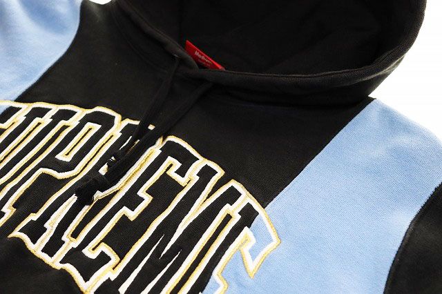シュプリーム SUPREME 19AW PANELED ARC HOODED SWEATSHIRT BLACK BLUE