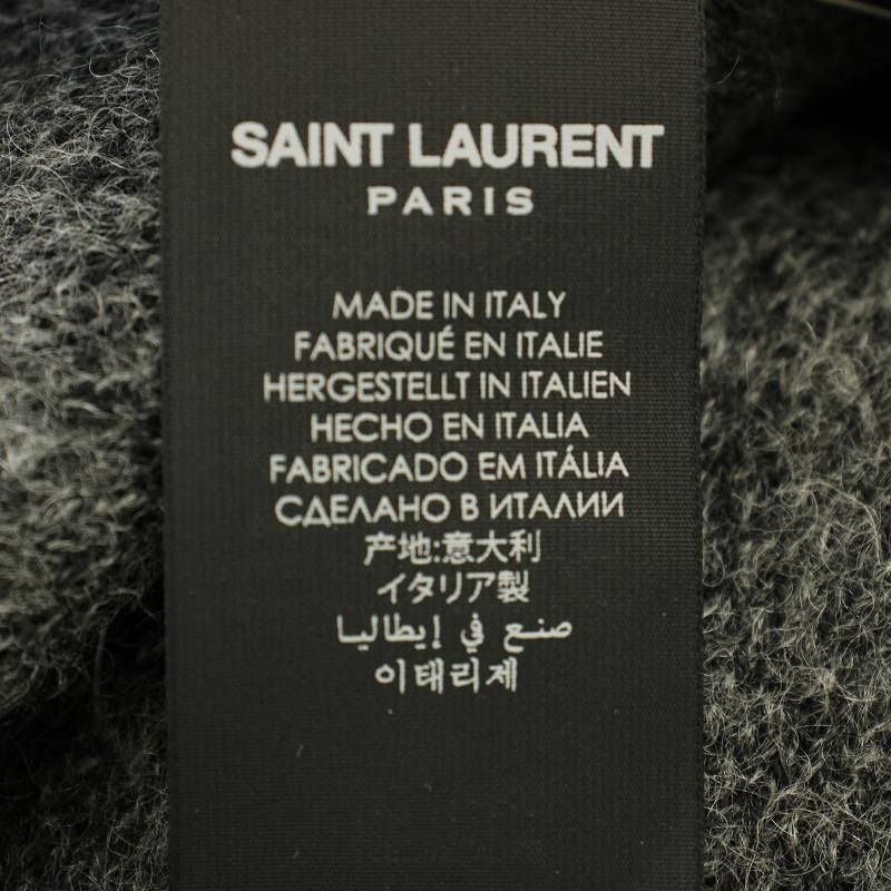 SAINT LAURENT サンローラン ウール マフラー グレー ブラック