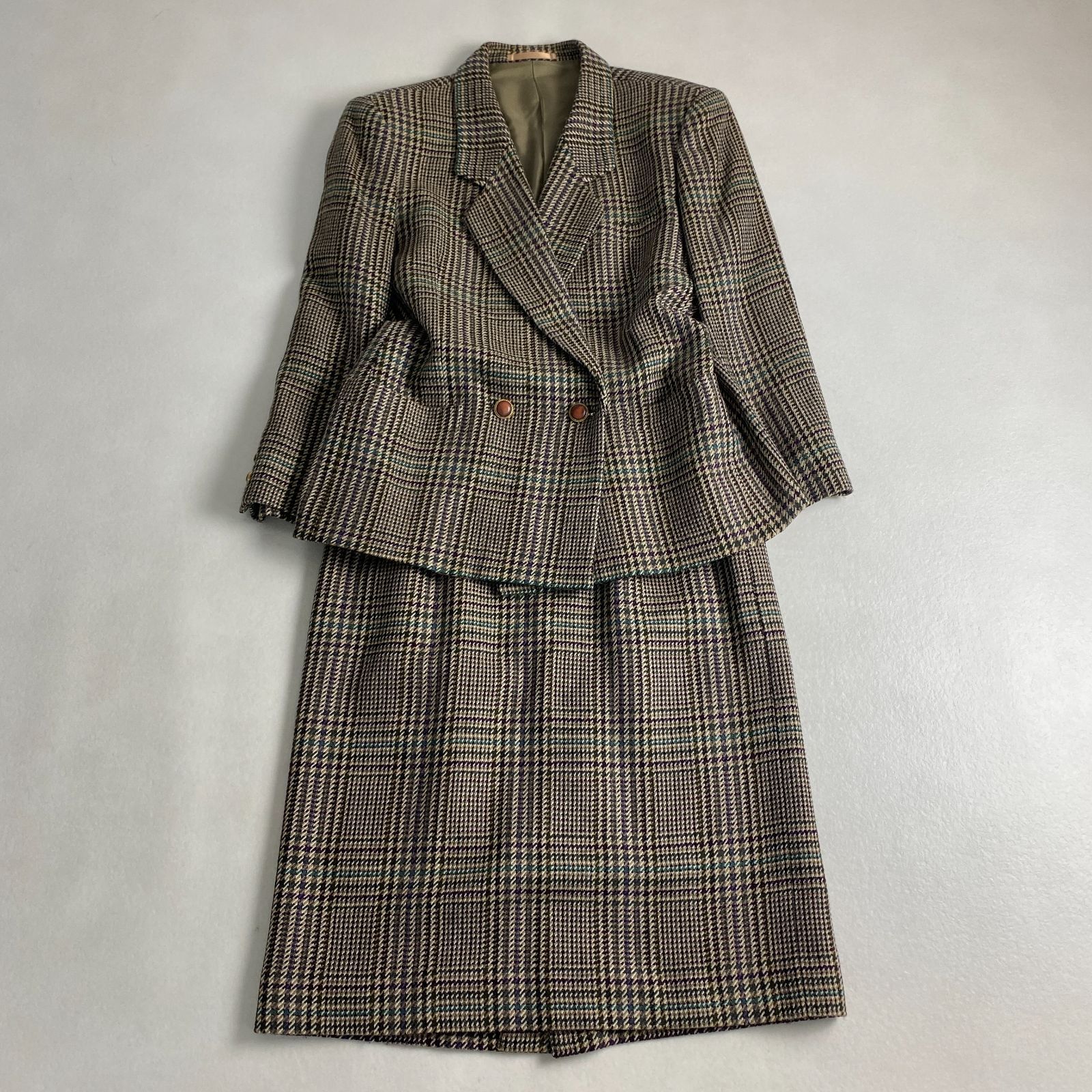 バーバリーズ セットアップ チェック 白タグ ウール 注文 M相当