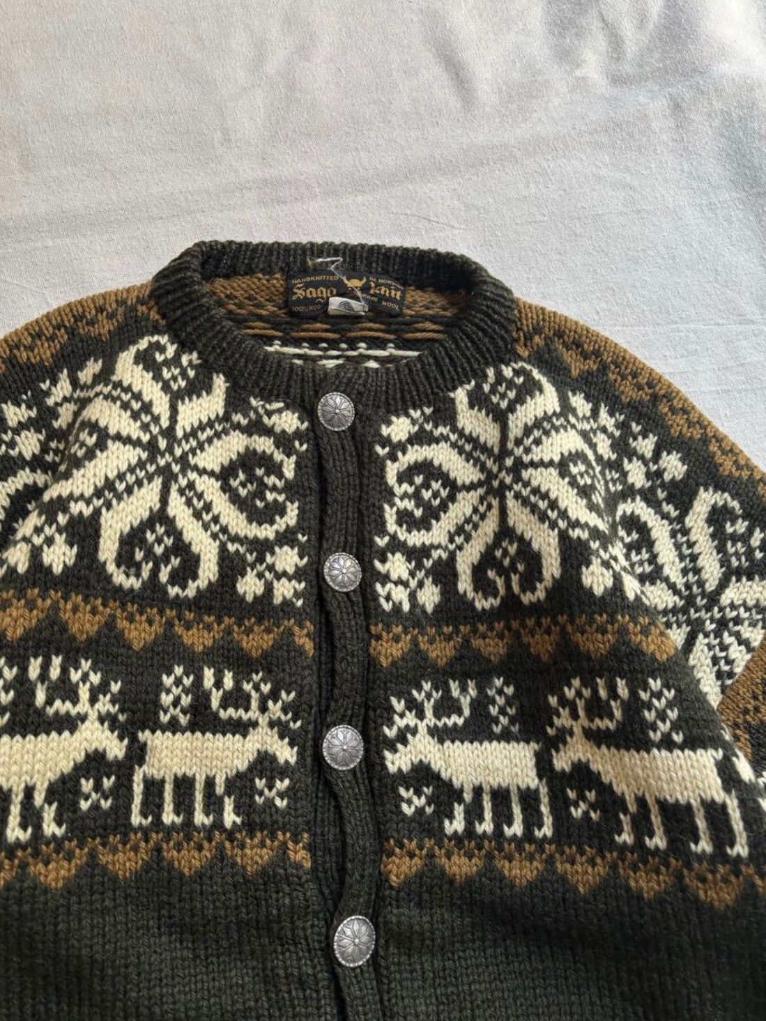 ノルウェー製 Vintage ノルディック ニット カーディガン / ウール
