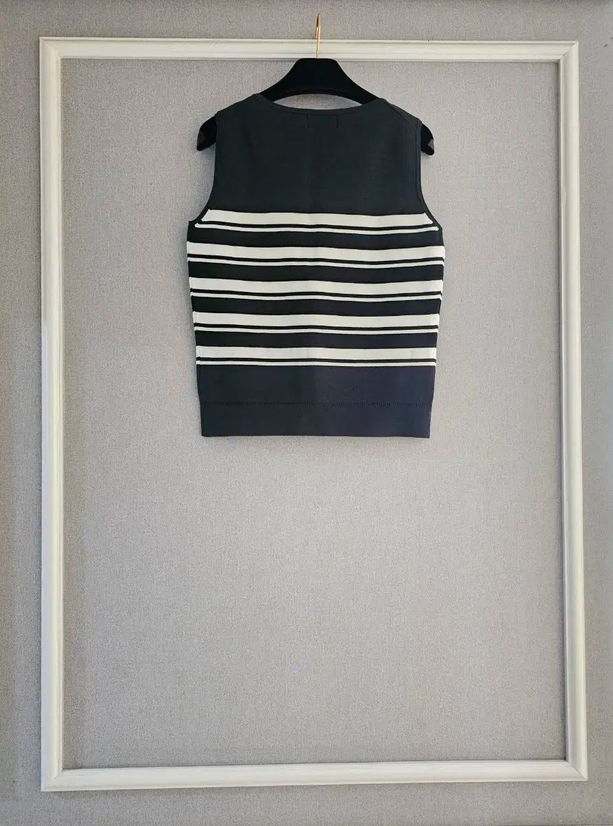 TIME ストライプ ビーズリング ニットトップス F