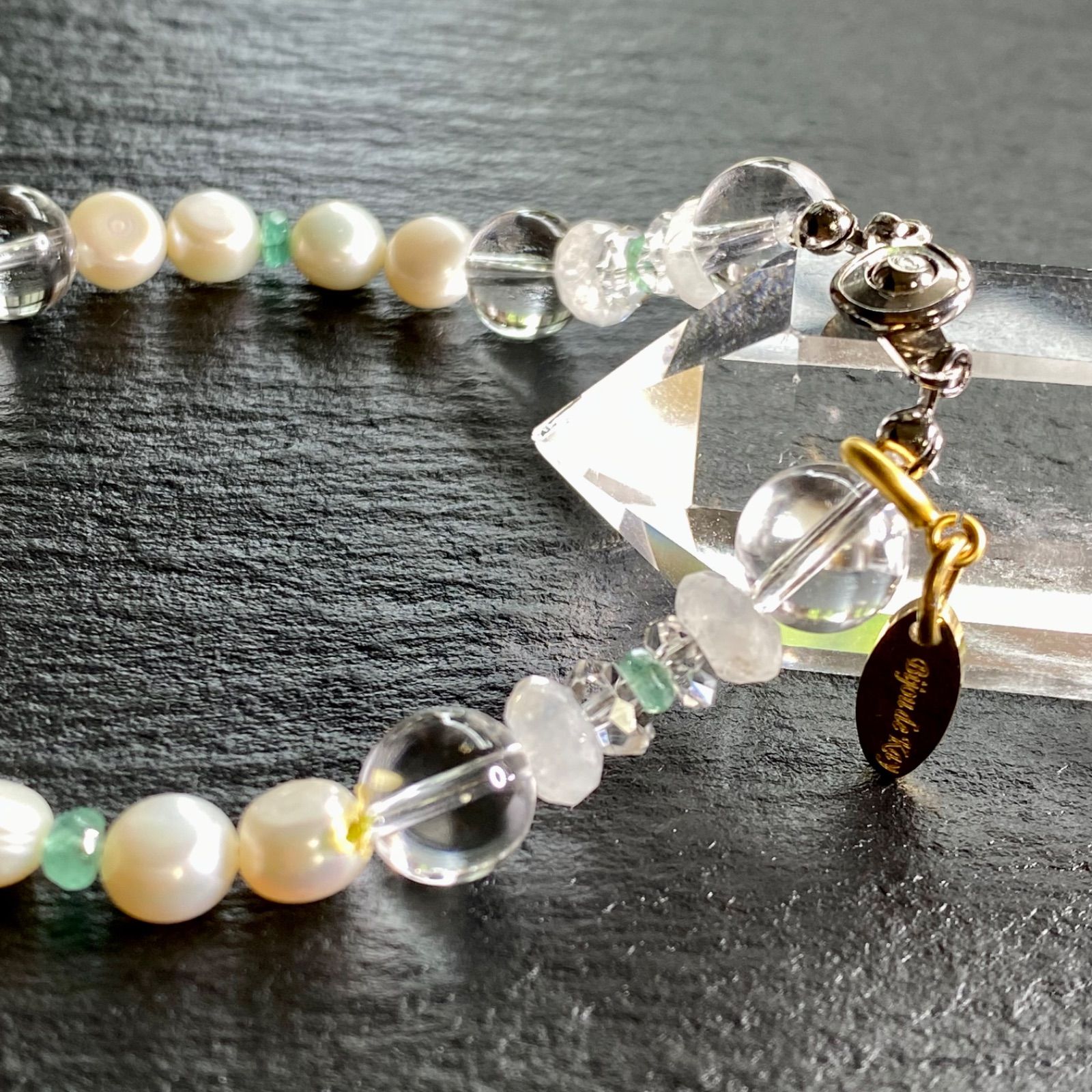 エメラルド 淡水パール レインボームーンストーン ブレスレット B0622-01 NEXPOTALLINN_EU