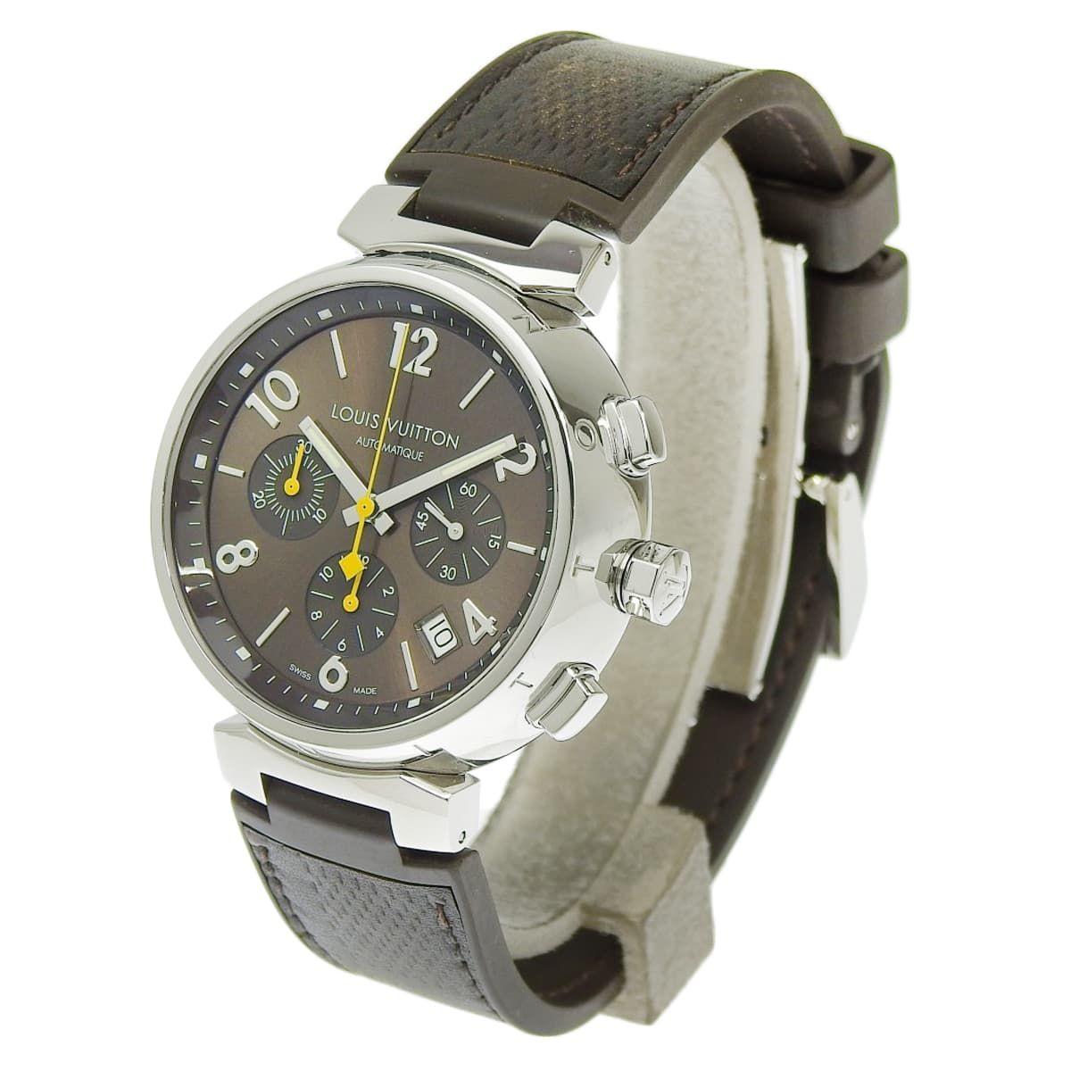 ルイ ヴィトン タンブール クロノグラフ Q1121 SS 革 自動巻き メンズ 40802154617 アラモード