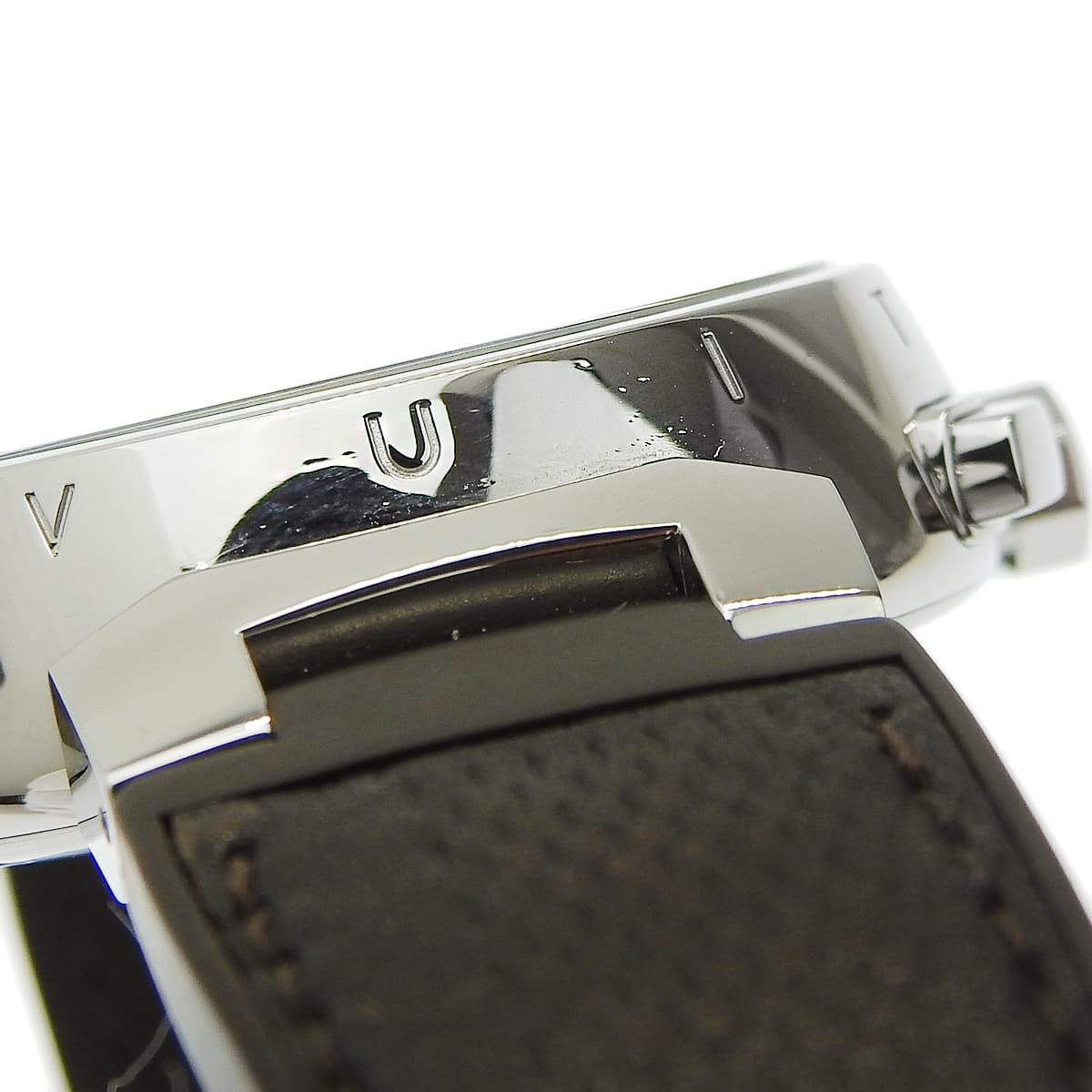 ルイ ヴィトン タンブール クロノグラフ Q 1121 SS 革 自動巻き メンズ アラモード