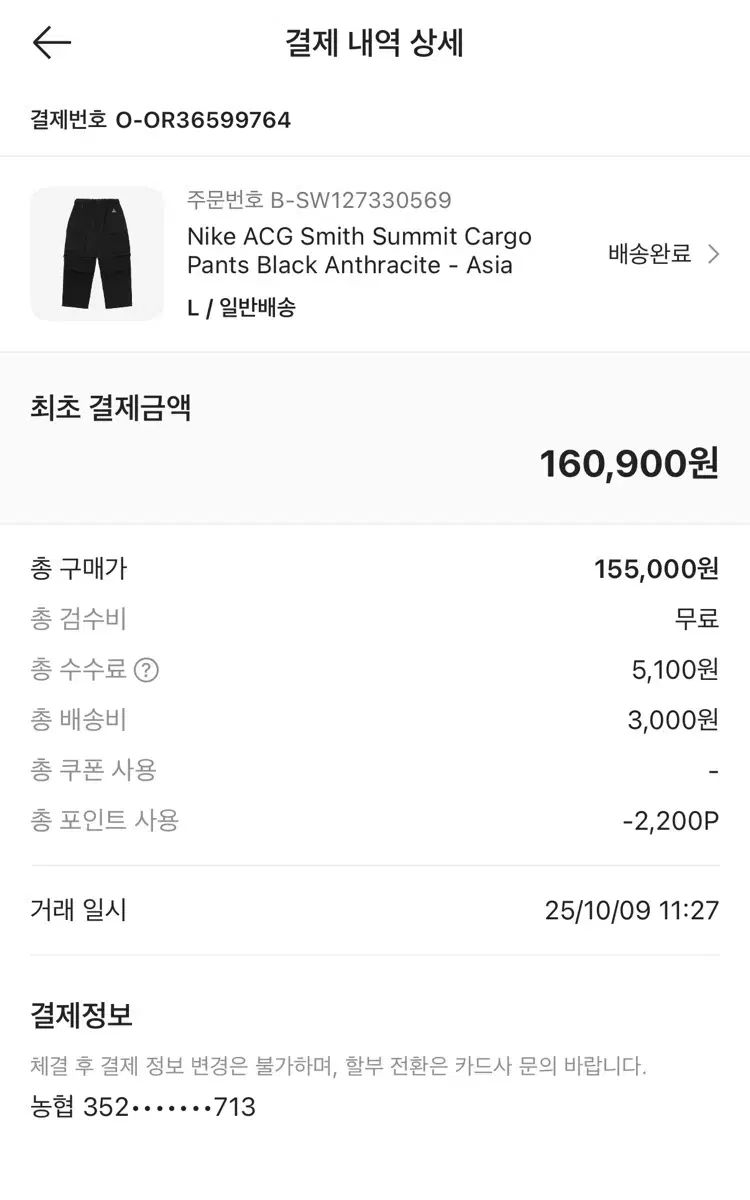 ナイキACG スミス サミット カーゴパンツ 韓国 L