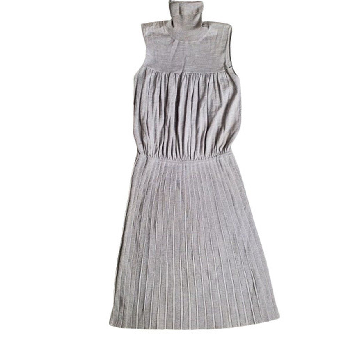 Maison Martin Margiela メゾンマルタンマルジェラ タートルネック プリーツワンピース ノースリーブ ナンバリング4 グレー