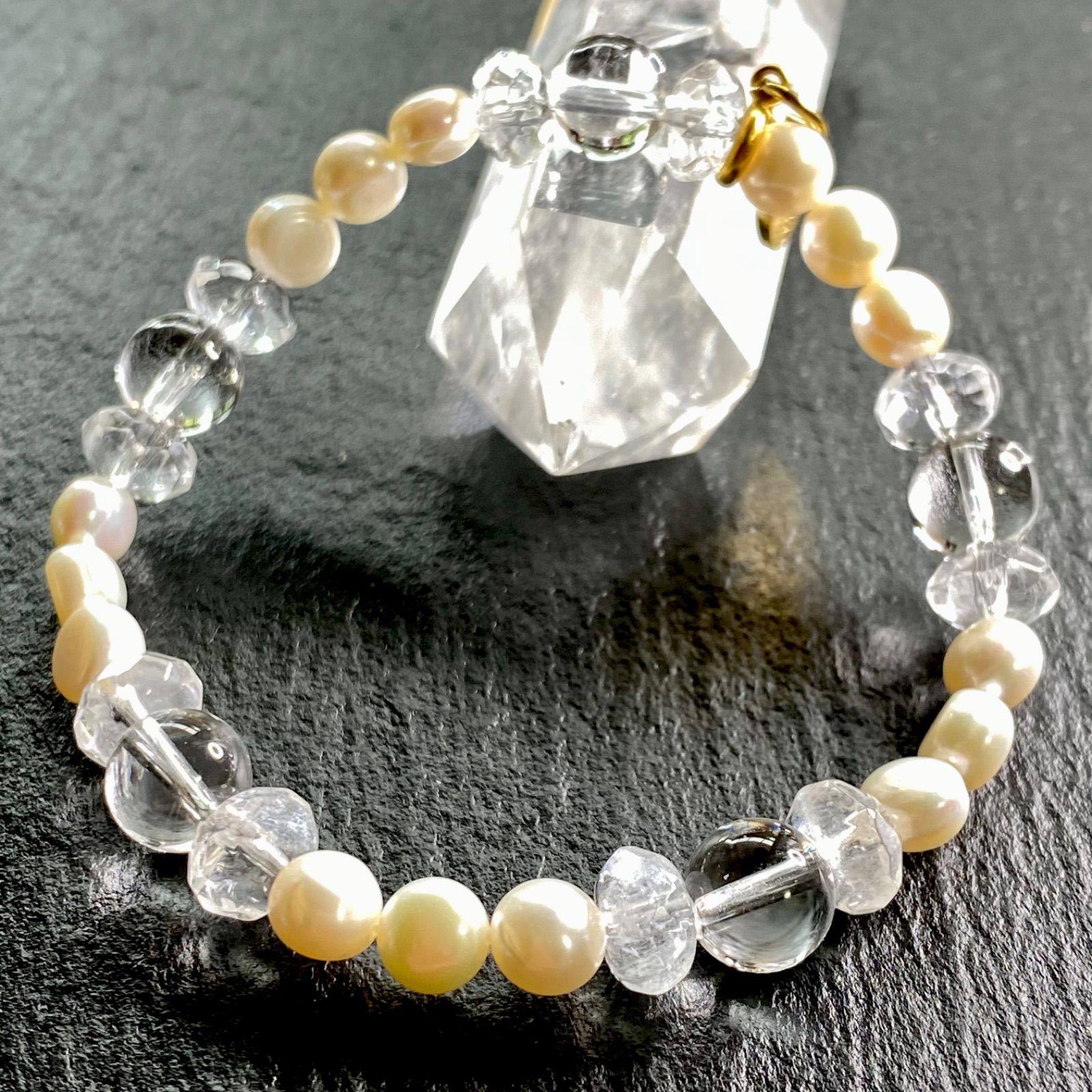 淡水パール 水晶 ブレスレット B0622-03