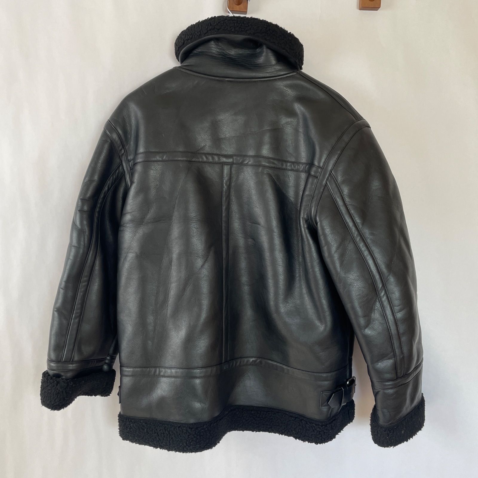 美品】エイチアンドエム H&M メンズ B-3型 レザー ムートンジャケット 