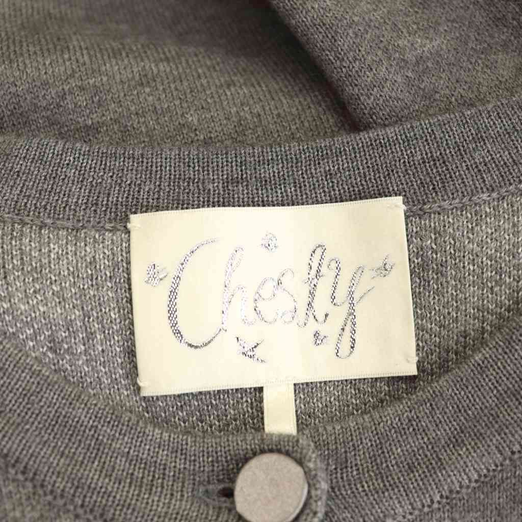 chesty バタフライパールカーディガン　グレー チェスティ Chesty バタフライパールニットカーディガン 長袖 F グレー