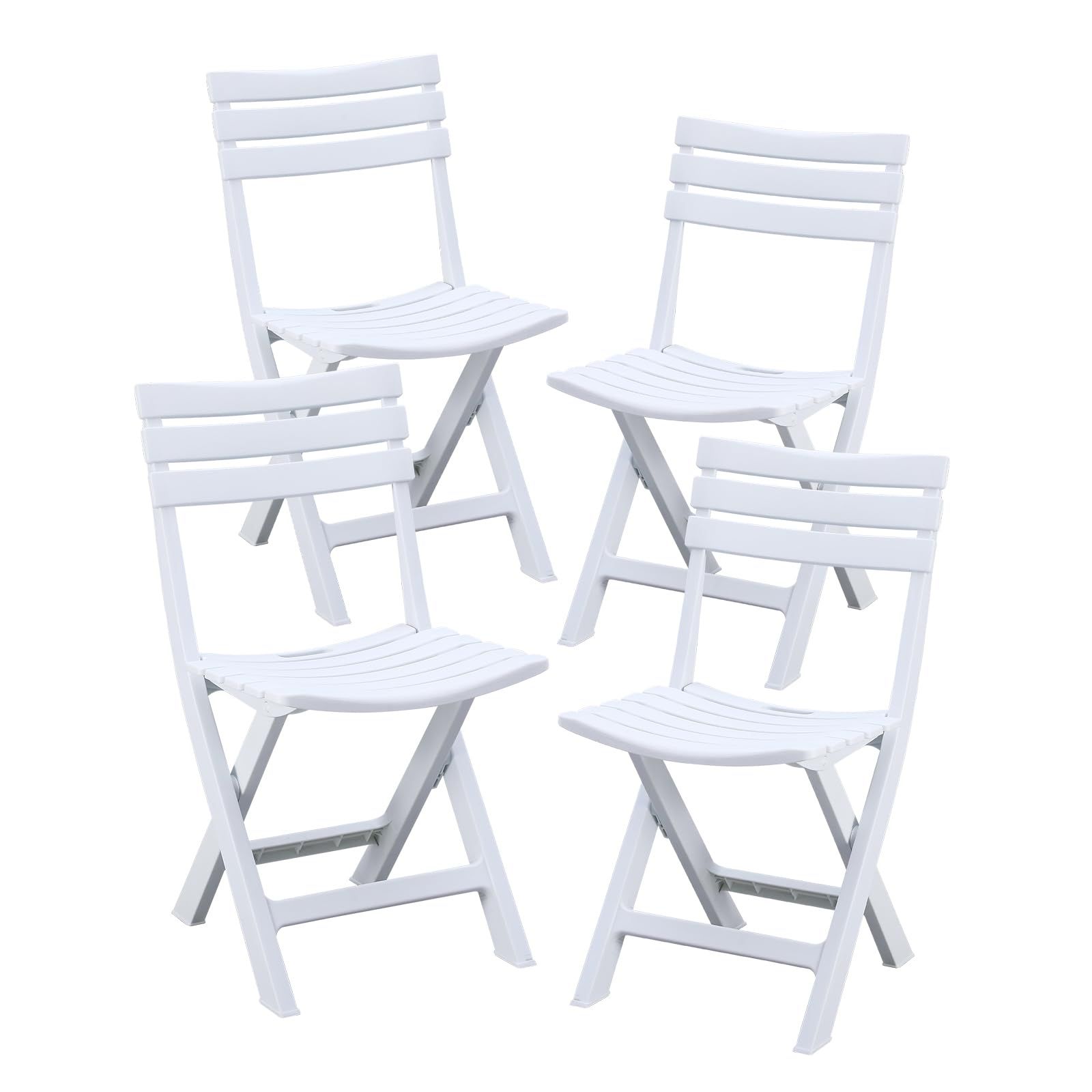 BOOSDEN 折りたたみ椅子 ガーデンチェア 4脚セット プラスチック 折り畳み椅子 簡易 折りたたみチェア イス おりたたみ ダイニング ベランダ 屋外 庭 アウトドア イベント ホワイト