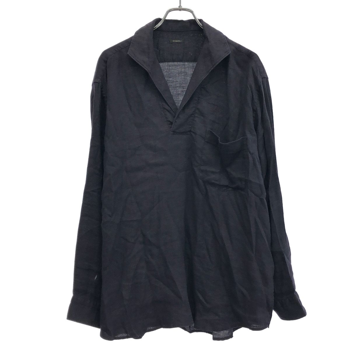 COMOLI コモリ 23SS リネンツイル スキッパーシャツ X01-02025 ネイビー 3