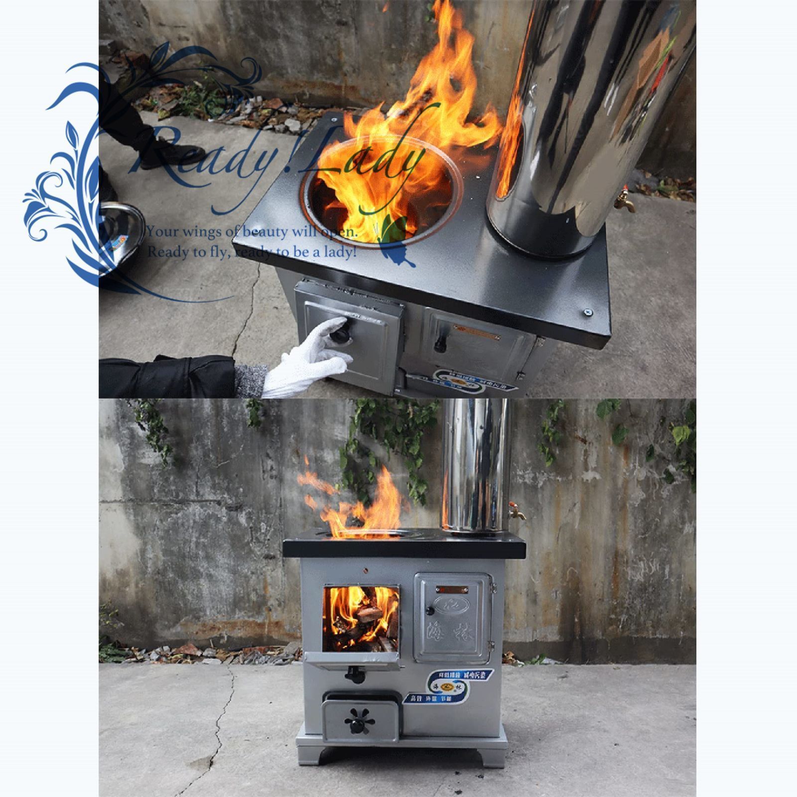 16リットルの温水タンクと大容量オーブンを備えた省エネ薪ストーブ無煙調理器と加熱オーブン