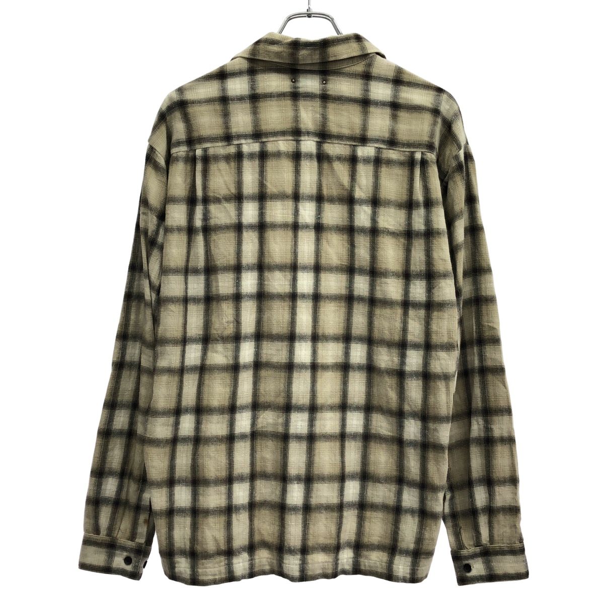 MINEDENIM マインデニム V.Nep Check Flannel Open Collar SH ヴィンテージ ネップ チェック フランネルシャツ 2209-5002 ベージュ 2