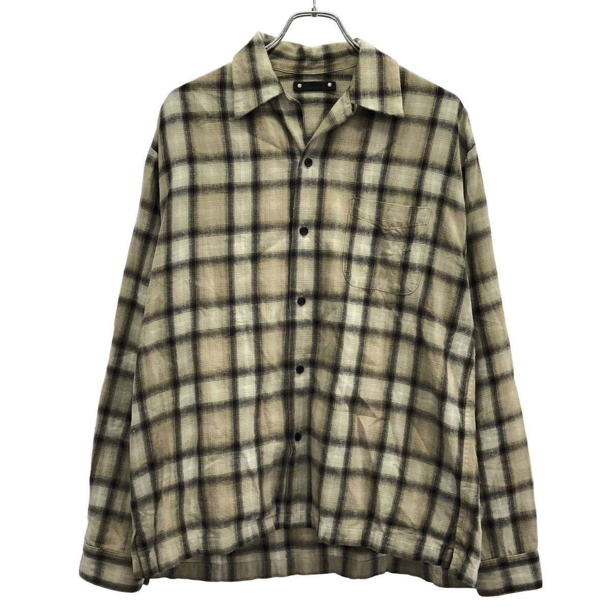 MINEDENIM マインデニム V.Nep Check Flannel Open Collar SH ヴィンテージ ネップ チェック フランネルシャツ 2209-5002 ベージュ 2