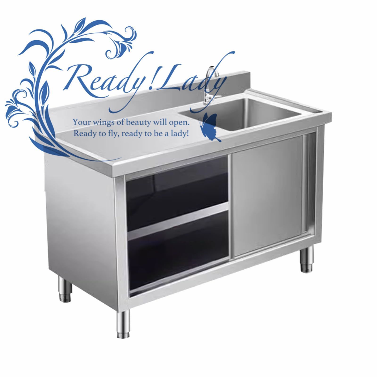 業務用厨房簡易流し台 大容量自立型シンク 屋外流し台 洗面所 流し台 ステンレス製 蛇口水栓付き 蛇口左右に付けれる120 60 80cm