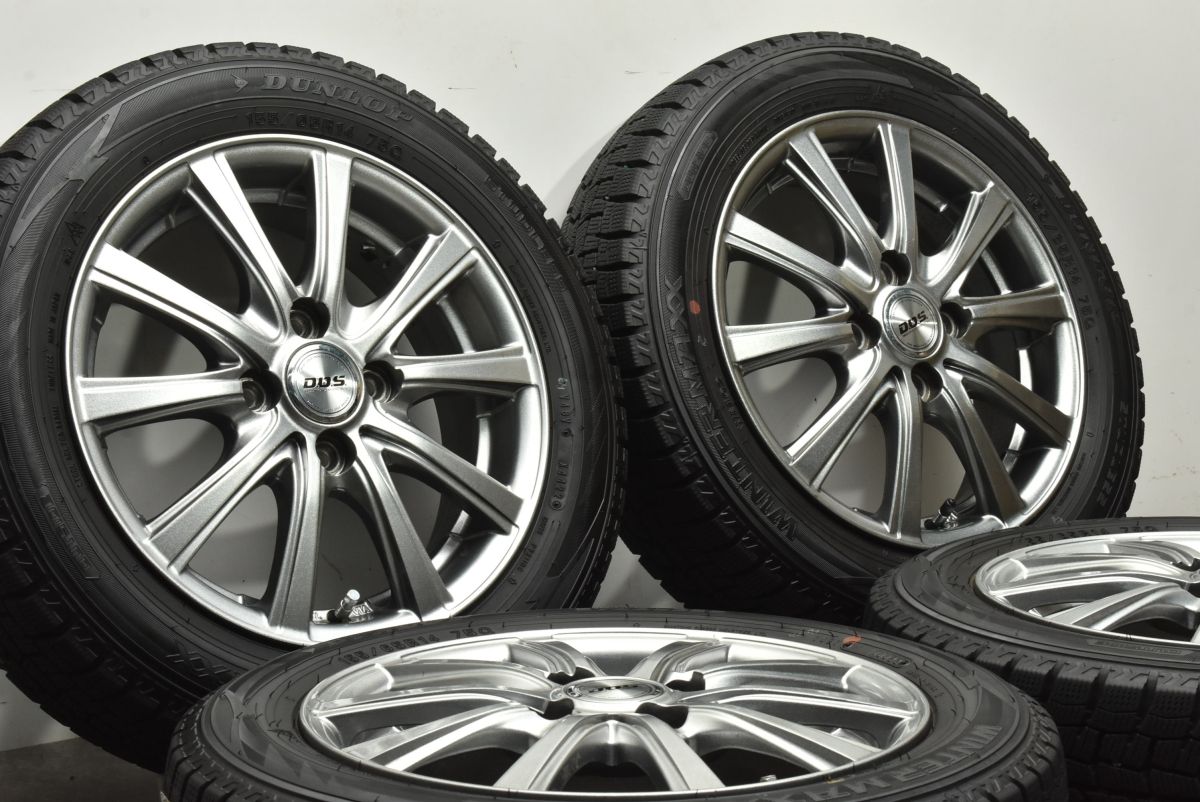 バリ溝 DOS 14 in 4 5 J 45 PCD 100 ダンロップ ウィンターマックス WM 02 155 65 R ピクシス N BOX ONE デイズ サクラ モコ