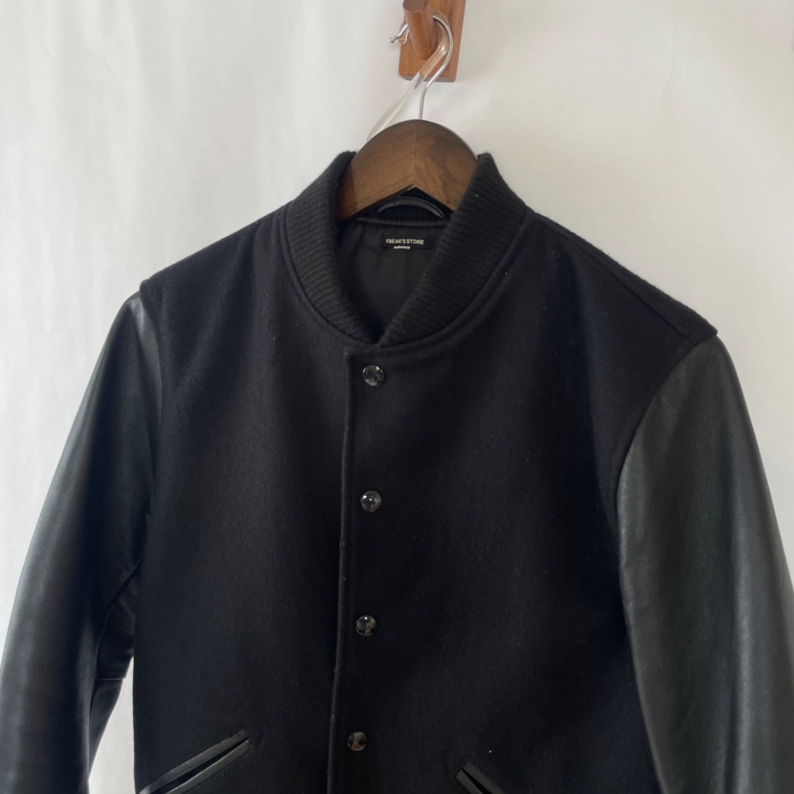 フリークスストア ラムレザー スタジャン M ウール ブラック