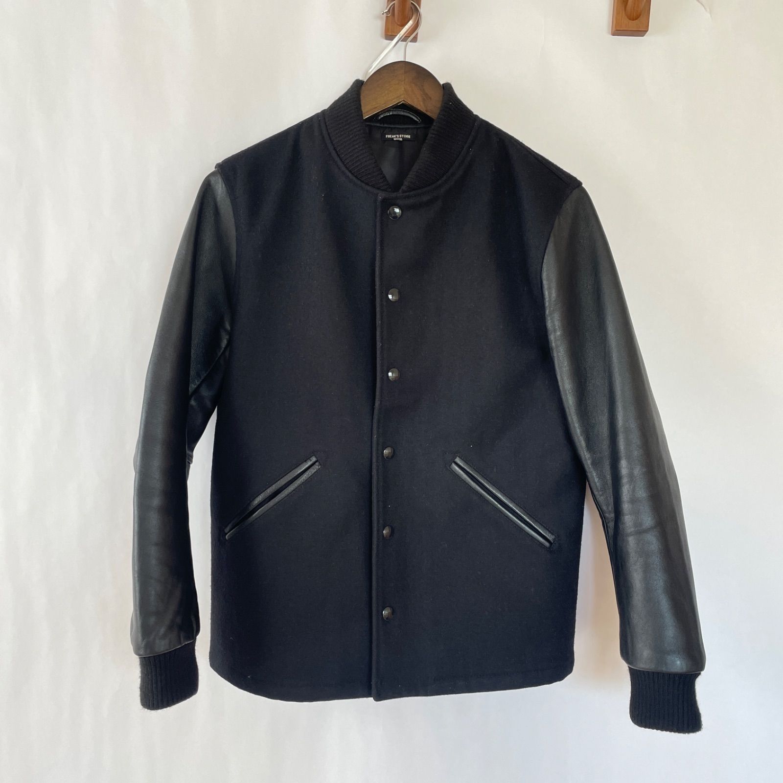 フリークスストア ラムレザー スタジャン M ウール ブラック