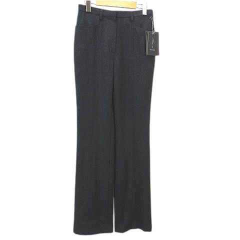 ラ イマージュ la IMAGE フ パンツ 9 チャコールグレー系 ツイード 裏地付き ウール ストレッチ