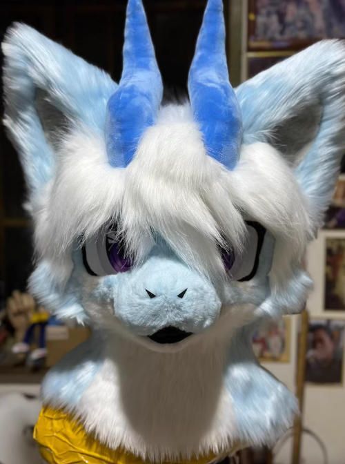 着ぐるみヘッド ドラゴン NO.406 ライトブルー 全頭ヘッド ケモノ ファースーツ ぬいぐるみ コスプレ コスチューム kigurumi