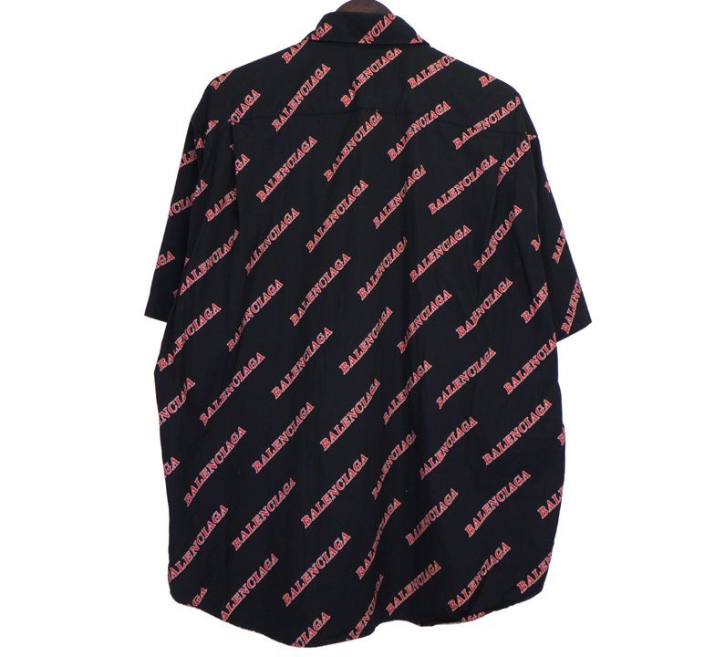 バレンシアガ BALENCIAGA 621955 TILR8 オールオーバー スポーティ ジップ アップ 総柄 半袖 シャツ n9773