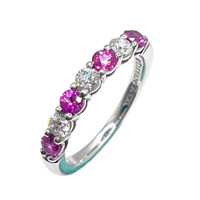 ティファニー TIFFANY＆CO エンブレイスリング Pt950 ピンクサファイヤ ダイヤモンド ジュエリー