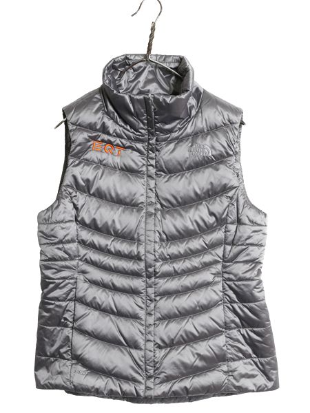 なクーポン配布中! US企画 ノースフェイス ナイロン ダウン ベスト レディース M 古着 フルジップ キルティング 550フィル アウトドア 重ね着 ハイネック 企業