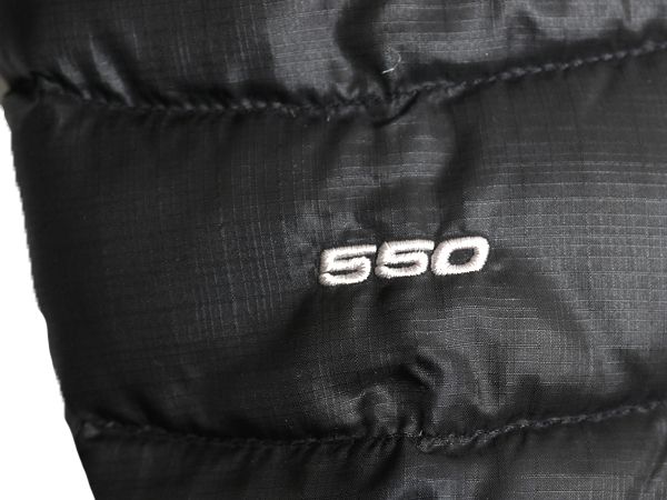 【お得なクーポン配布中!】 ノースフェイス ナイロン ダウン パーカー ジャケット ガールズ M 140cm 程 アウトドア フルジップ 550フィル ジャンパー ブラック 子供用