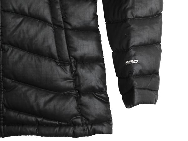 【お得なクーポン配布中!】 ノースフェイス ナイロン ダウン パーカー ジャケット ガールズ M 140cm 程 アウトドア フルジップ 550フィル ジャンパー ブラック 子供用