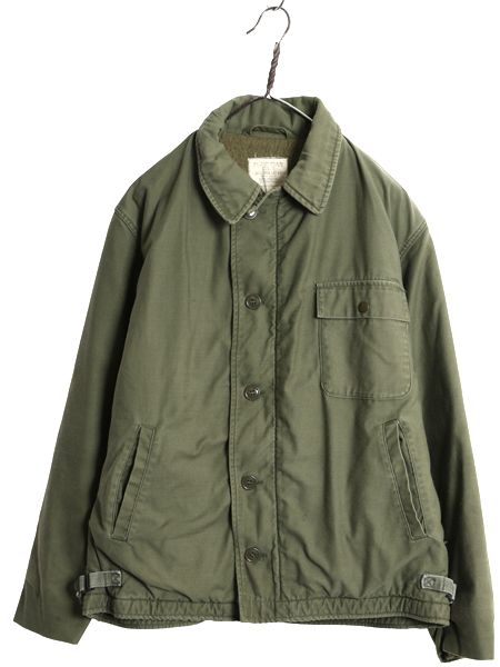 なクーポン配布中! 80s 米軍実物 USN ネイビー A-2 デッキ ジャケット メンズ L 80年製 ヴィンテージ NAVY ミリタリー 軍物 裏ボア ライナー付き ブルゾン