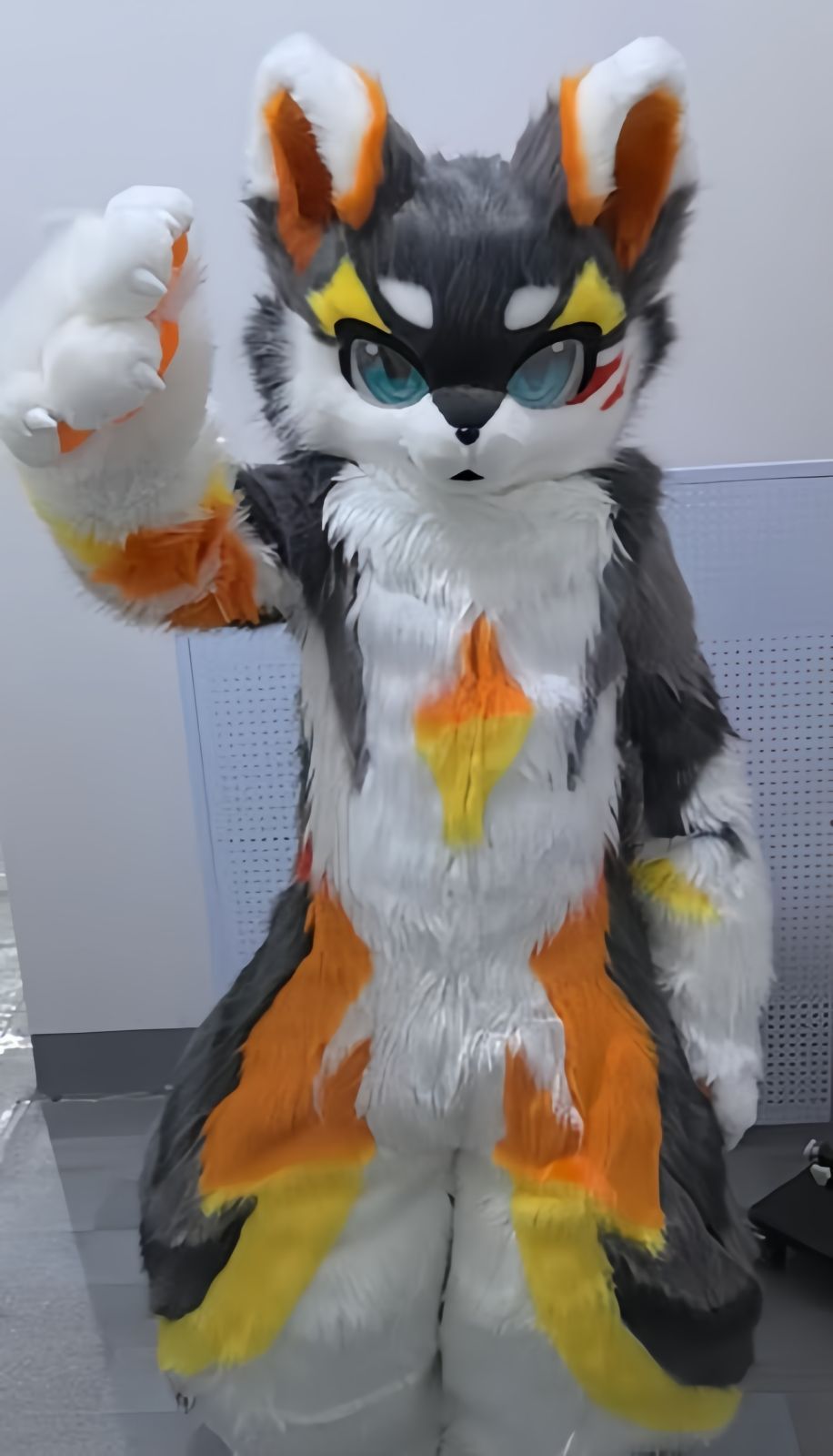 着ぐるみ ケモノ体 フルスーツ セット NO.52 灰色 オレンジ色 全頭ヘッド ファースーツ ぬいぐるみ コスプレ コスチューム