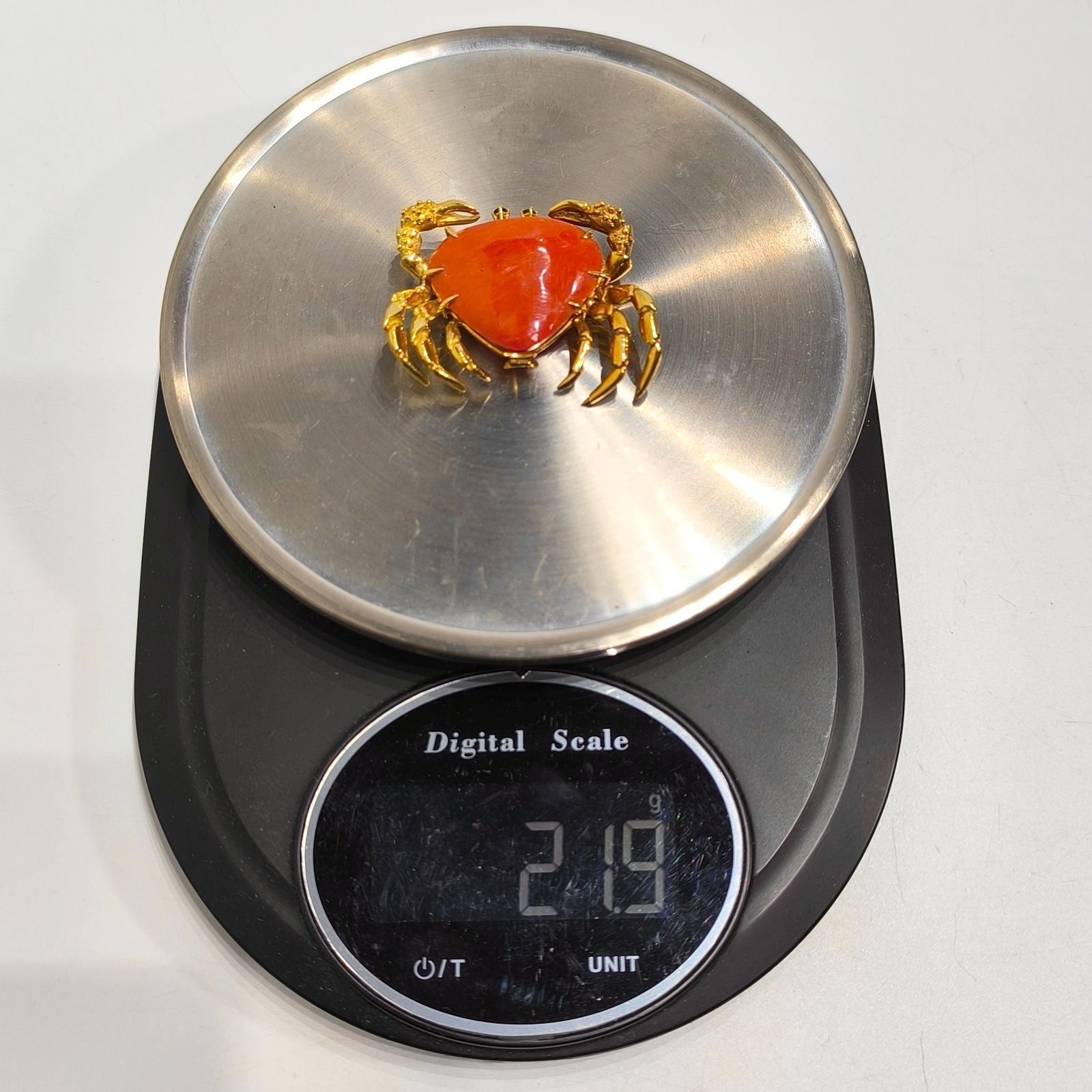 La Taillerie Du Corail クラブモチーフブローチ K18 750 珊瑚 サファイア フランス コルシカ島 FORTGASGNV_COM_BR