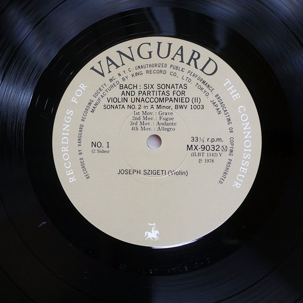 帯付き 国内盤 ヨーゼフシゲティ/バッハ : 無伴奏ヴァイオリンソナタ